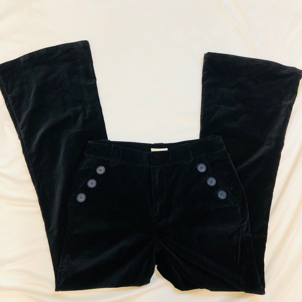 ModCloth Black Velvet Flare Leg Pants